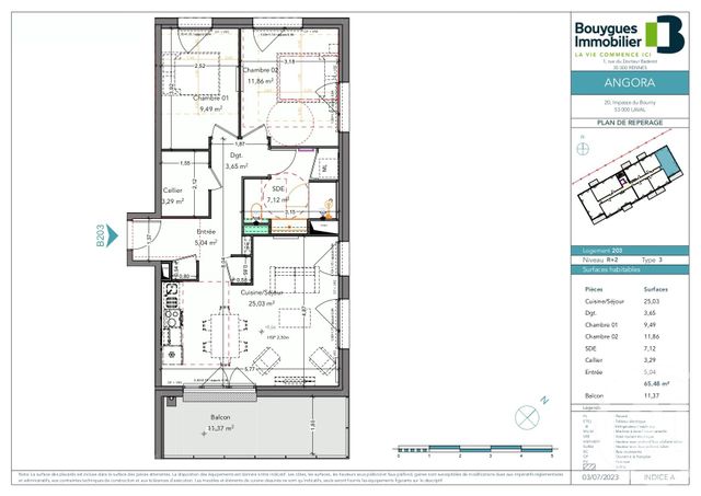 Appartement T3 à vendre - 4 pièces - 65.0 m2 - LAVAL - 53 - PAYS-DE-LOIRE - Century 21 Dréano Immobilier