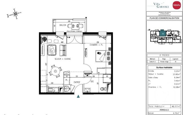 Appartement T2 à louer - 2 pièces - 46.03 m2 - BONCHAMP LES LAVAL - 53 - PAYS-DE-LOIRE - Century 21 Dréano Immobilier